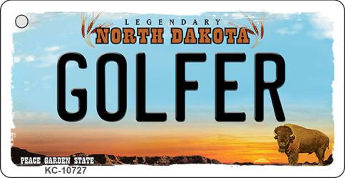 Golfer North Dakota State License Plate Tag Key Chain KC-10727