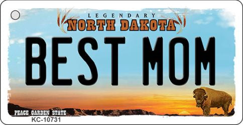 Best Mom North Dakota State License Plate Tag Key Chain KC-10731