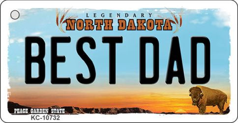 Best Dad North Dakota State License Plate Tag Key Chain KC-10732