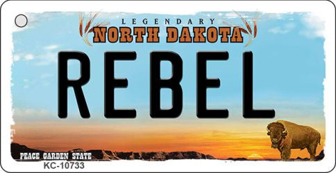 Rebel North Dakota State License Plate Tag Key Chain KC-10733