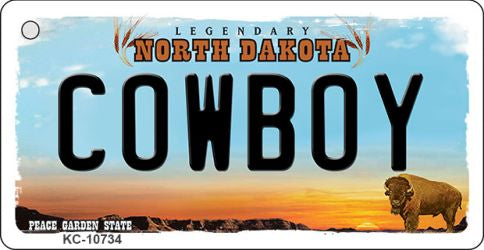 Cowboy North Dakota State License Plate Tag Key Chain KC-10734