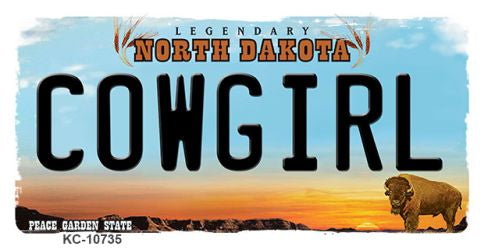 Cowgirl North Dakota State License Plate Tag Key Chain KC-10735