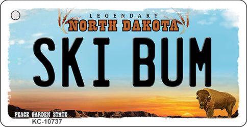 Ski Bum North Dakota State License Plate Tag Key Chain KC-10737