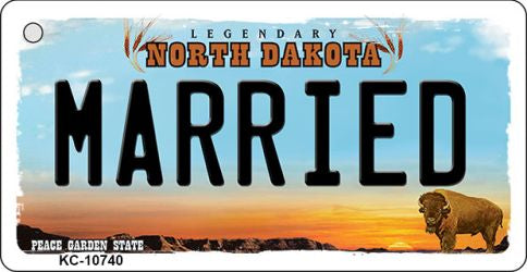 Married North Dakota State License Plate Tag Key Chain KC-10740