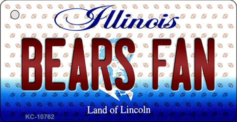 Bears Fan Illinois State License Plate Tag Key Chain KC-10762