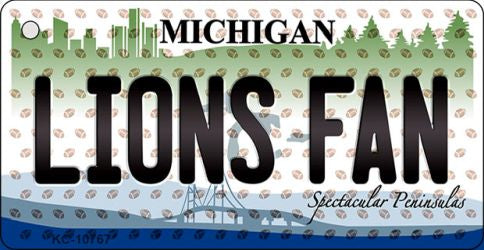 Lions Fan Michigan State License Plate Tag Key Chain KC-10767