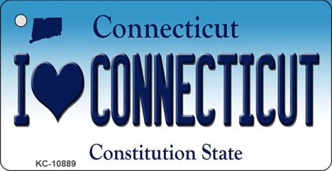 I Love Connecticut State License Plate Tag Key Chain KC-10889