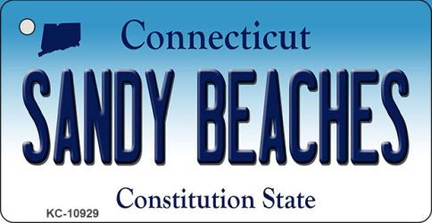 Sandy Beaches Connecticut State License Plate Tag Key Chain KC-10929