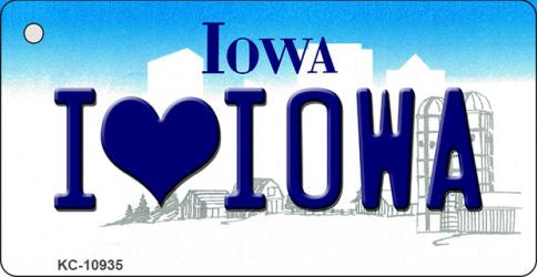 I Love Iowa State License Plate Tag Novelty Key Chain KC-10935