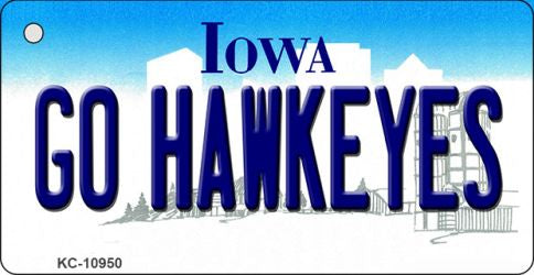 Go Hawkeyes Iowa State License Plate Tag Novelty Key Chain KC-10950