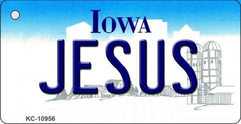 Jesus Iowa State License Plate Tag Novelty Key Chain KC-10956