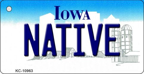 Native Iowa State License Plate Tag Novelty Key Chain KC-10963