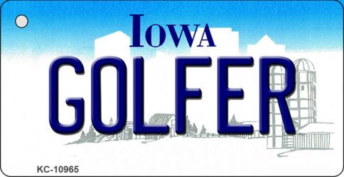 Golfer Iowa State License Plate Tag Novelty Key Chain KC-10965