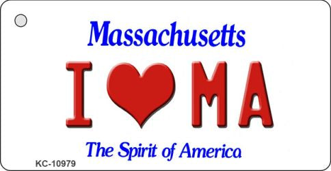 I Love MA Massachusetts State License Plate Tag Key Chain KC-10979