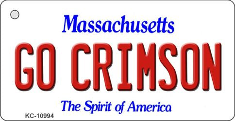 Go Crimson Massachusetts State License Plate Tag Key Chain KC-10994