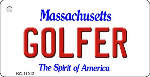 Golfer Massachusetts State License Plate Tag Key Chain KC-11012