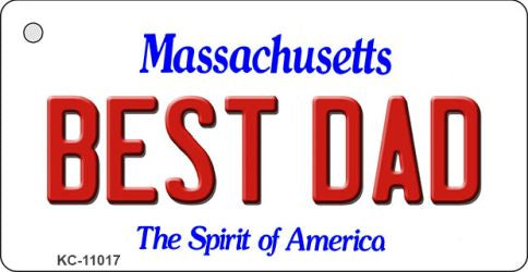 Best Dad Massachusetts State License Plate Tag Key Chain KC-11017