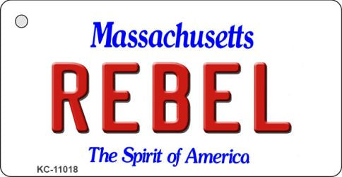 Rebel Massachusetts State License Plate Tag Key Chain KC-11018
