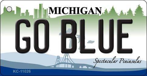 Go Blue Michigan State License Plate Tag Novelty Key Chain KC-11026