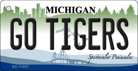 Go Tigers Michigan State License Plate Tag Novelty Key Chain KC-11027