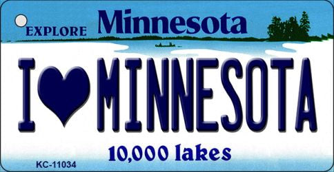I Love Minnesota State License Plate Tag Novelty Key Chain KC-11034
