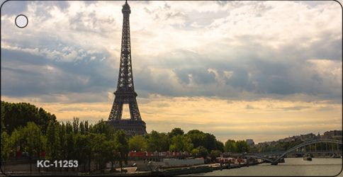 Eiffel Tower Day Overlooking Water Novelty Aluminum Key Chain KC-11253