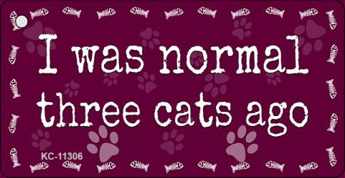 I Was Normal Three Cats Ago Novelty Metal Key Chain KC-11306