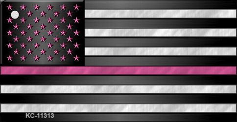 Thin Pink Line With Pink Stars Novelty Metal Key Chain KC-11313