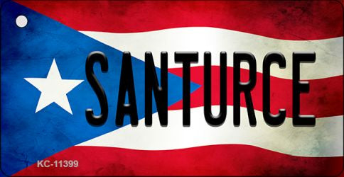 Santurce Puerto Rico State Flag Novelty Metal Key Chain KC-11399