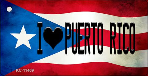 I Love Puerto Rico Puerto Rico State Flag Novelty Metal Key Chain KC-11409