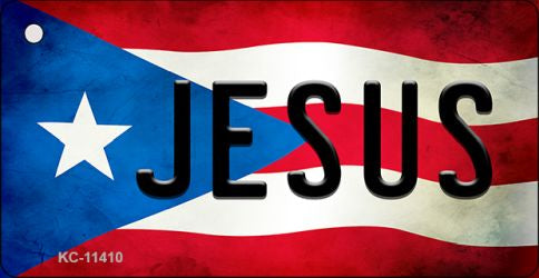 Jesus Puerto Rico State Flag Novelty Metal Key Chain KC-11410