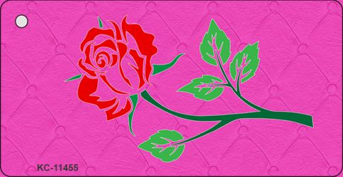 Illustrated Rose On Pink Chaise Lounge Novelty Metal Key Chain KC-11455