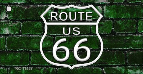 Route 66 Green Brick Wall Novelty Metal Key Chain KC-11457