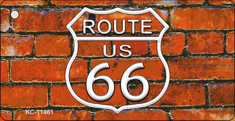 Route 66 Orange Brick Wall Novelty Metal Key Chain KC-11461