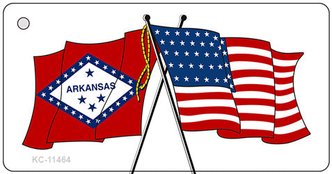 Arkansas Crossed US Flag Novelty Metal Key Chain KC-11464