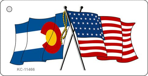 Colorado Crossed US Flag Novelty Metal Key Chain KC-11466
