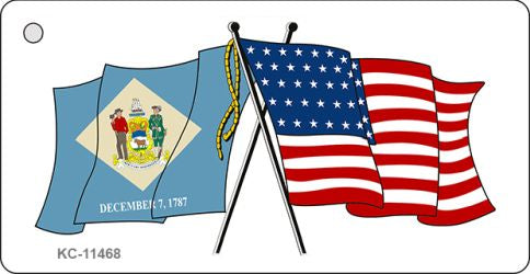 Delaware Crossed US Flag Novelty Metal Key Chain KC-11468