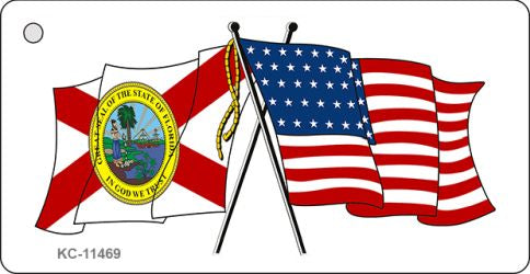 Florida Crossed US Flag Novelty Metal Key Chain KC-11469