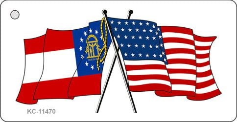 Georgia Crossed US Flag Novelty Metal Key Chain KC-11470
