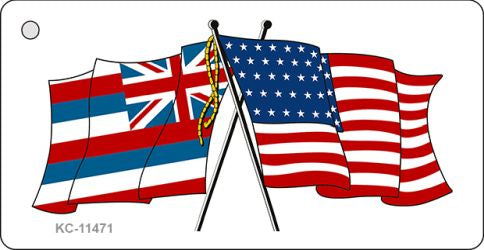 Hawaii Crossed US Flag Novelty Metal Key Chain KC-11471