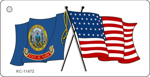 Idaho Crossed US Flag Novelty Metal Key Chain KC-11472