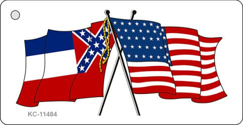 Mississippi Crossed US Flag Novelty Metal Key Chain KC-11484