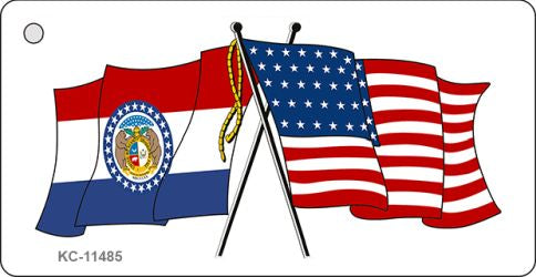 Missouri Crossed US Flag Novelty Metal Key Chain KC-11485