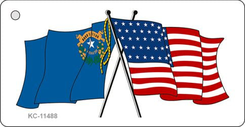 Nevada Crossed US Flag Novelty Metal Key Chain KC-11488
