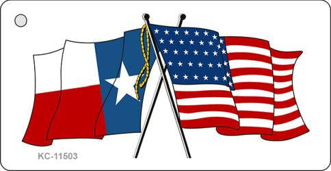 Texas Crossed US Flag Novelty Metal Key Chain KC-11503