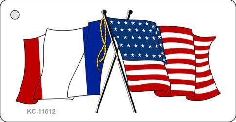 France Crossed US Flag Novelty Metal Key Chain KC-11512