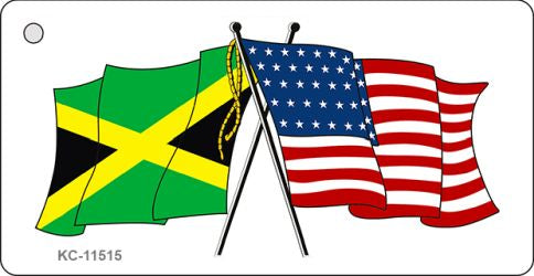 Jamaica Crossed US Flag Novelty Metal Key Chain KC-11515