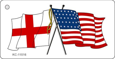 England Crossed US Flag Novelty Metal Key Chain KC-11516