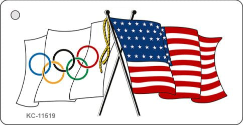 Olympic Crossed US Flag Novelty Metal Key Chain KC-11519