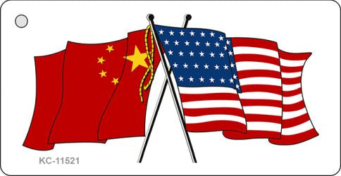 China Crossed US Flag Novelty Metal Key Chain KC-11521